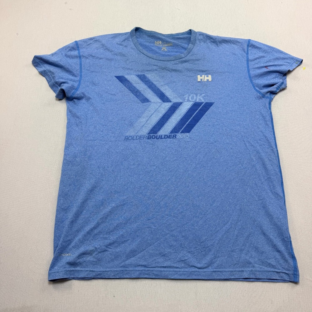 Helly Hansen Bolder Boulder 10K Shirt Mens Large Blue Excellent Performance Tee